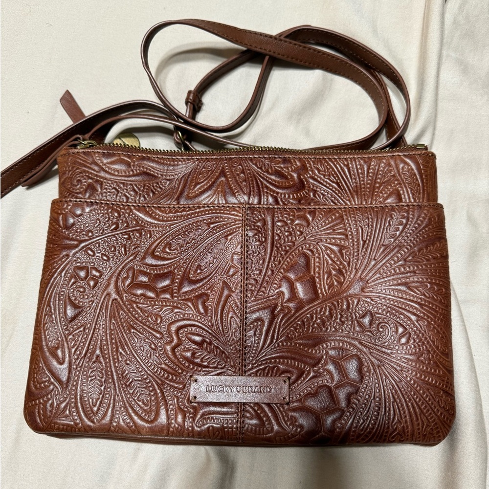 Lucky brand brown leather western purse never used
